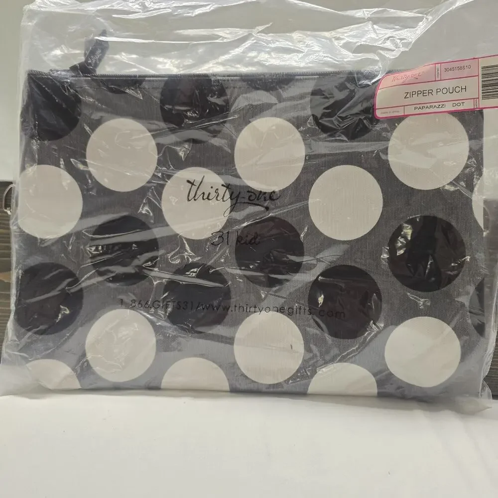 Thirty-One Zipper Pouch, Paparazzi Dot Lightweight New